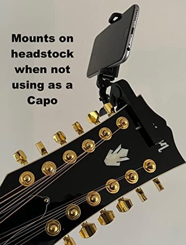 Smartphone Guitar Capo | Android and iPhone Compatible Dock Headstock Neck Clamp | Cell Phone Holder Aid Musicians | Electric or Acoustic Guitars