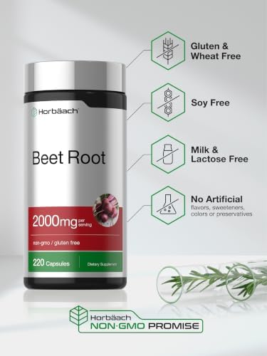 Horbäach Beet Root Powder Capsules | 220 Pills | Herbal Extract