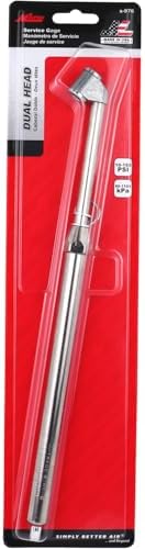 Milton S-976W Dual Head Tire Pressure Service Gauge, 10-160 PSI, 2 PSI Increments, Dually Tire Gauge with Plated Brass Tube