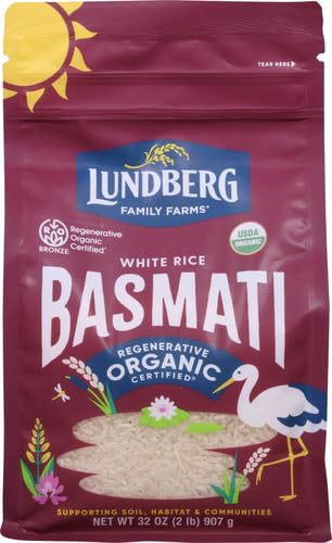 Lundberg Regenerative Organic Certified (Roc) Long Grain White Basmati Rice – Non-Sticky, Fluffy Aromatic Organic Rice Grown in California, 32 Oz