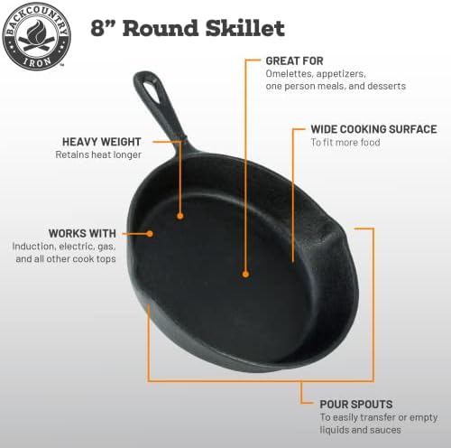 12 Inch Round Large Pre-Seasoned Cast Iron Skillet