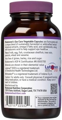 Bluebonnet Nutrition Eye Care Macular & Blue, Eye Health & Blue Light Support*, Vegan, Kosher-Certified, Gluten-Free, Dairy-Free