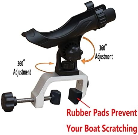 Brocraft Power Lock Fully Adjustable Aluminum Large Opening Clamp Rod Holder for Jon Boat
