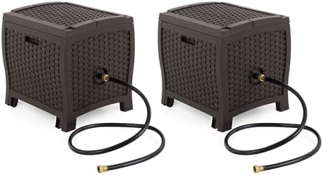 Suncast 175 ft. Wicker Style Resin Hose Hideaway with Hose Guide, Java, Made in the USA