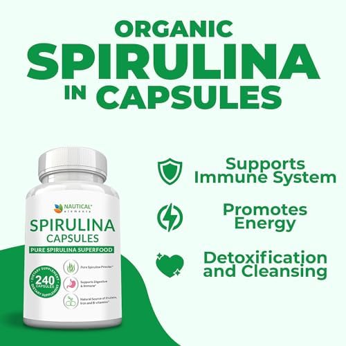 Premium USDA Organic Spirulina Powder - Organic Spirulina of Blue Green Algae from California & Hawaii – 100% Vegetarian & Vegan, Non-GMO, Non-Irradiated – The Best Green Superfood for Smoothies!