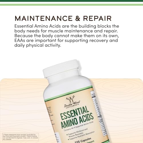 EAA Capsules, BCAAs, All 9 Amino Acids, Workout + Muscle Recovery, 225 Ct