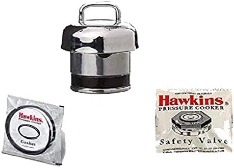 Hawkins Silver Stainless Steel, Rubber, Aluminium Vent Weight Safety Valve Bundle/Set Of Hawkins Gasket Whistle A10-09