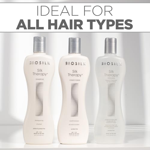 BioSilk 3-Piece Silk Therapy Kit, Shampoo, Conditioner & Serum for Healthy, Shiny, Manageable Hair, Sulfate-Free, Paraben-Free, Cruelty-Free