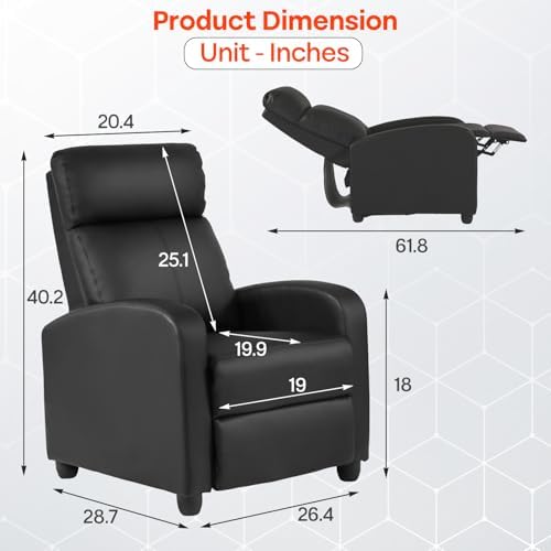 FDW | Recliner Chair | with 2 Point Massage Function | Black, PU Leather