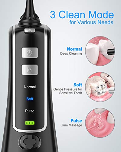 Nicefeel Cordless and Rechargeable Water Flosser - 300ML Water Tank Oral Irrigator, 4 Jet Tips