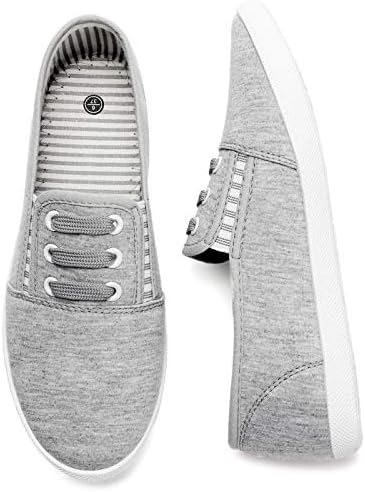kufeiti Women's Canvas Slip On Shoes Sneakers for Women Fashion Comfortable White Black Elastic Sneakers for Women