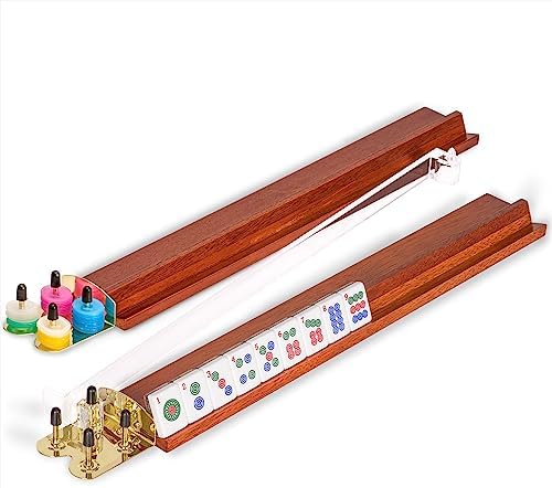 Yellow Mountain Imports American Mahjong Set, Little Birdie with Wooden Case, Wooden Racks with Acrylic Pushers, Wright Patterson Scoring Coins, Dice, & Wind Indicator