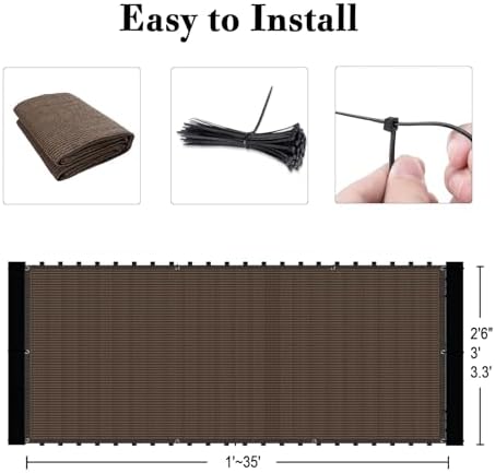 SUNLAX 3'x10' Black Balcony Privacy Screen Fence Windscreen 90% UV Block