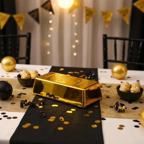 SABLUE Replica Gold Bar Fake Brick Bullion Plastic Event Party Supplies Decorations Centerpieces(L)