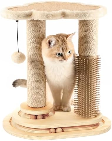 Made4Pets Kitten Toy Scratching Post for Indoor Cats with Ball Track