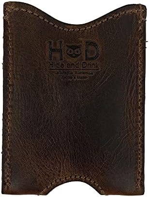 Hide & Drink, Rustic Leather Pocket Sleeve Wallet, for Easy Travelers, Commuters, Card Holder Handmade, Includes 101 Year Warranty