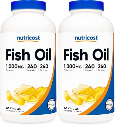 Nutricost Fish Oil Omega 3 Softgels with EPA & DHA, 240 Softgels, GMO-Free | 1000mg of Fish Oil, 560mg of Omega-3, Gluten Free