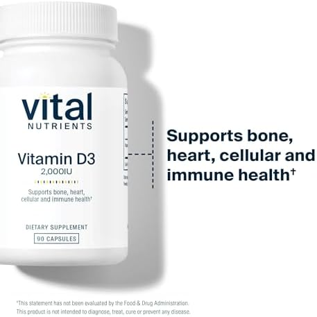 Vital Nutrients Vitamin D 2000 IU - Vitamin D3 Supplement - Healthy Bones, Teeth, Muscles*- Cellular & Immune Function - Calcium Absorption - Gluten