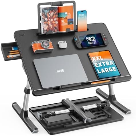 Laptop Lap Desk for Bed, SAIJI X-Large Adjustable Laptop Table