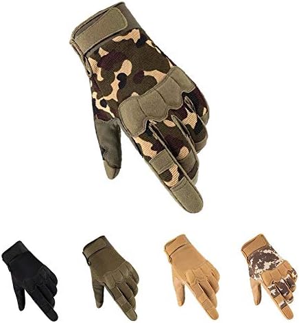 HYCOPROT Full Finger Gloves, Touch Screen Knuckle Protective Breathable Lightweight Outdoor Gloves for Shooting, Hunting, Motorcycling, Climbing