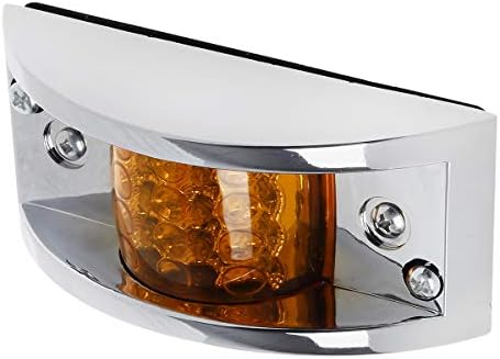 Partsam 4x Sealed Chrome Armored LED Trailer Clearance Light Side Marker Light 12LED Amber