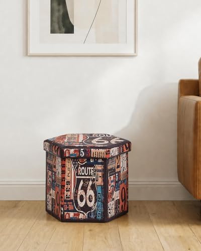 B FSOBEIIALEO Folding Storage Ottoman Bench with Faux Leather Footrest Seat, Coffee Table 30"x15"x15"