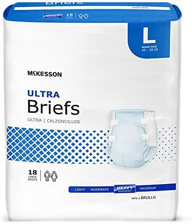 McKesson Ultra Briefs, Heavy Absorbency, Medium, Unisex, 44 in, 96 ct | Disposable, Elastic Leg Gathers and Contoured Fit for Men and Women, Incontinence