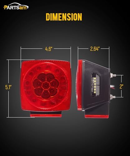 Partsam Led Submersible Trailer Tail Lights Kit