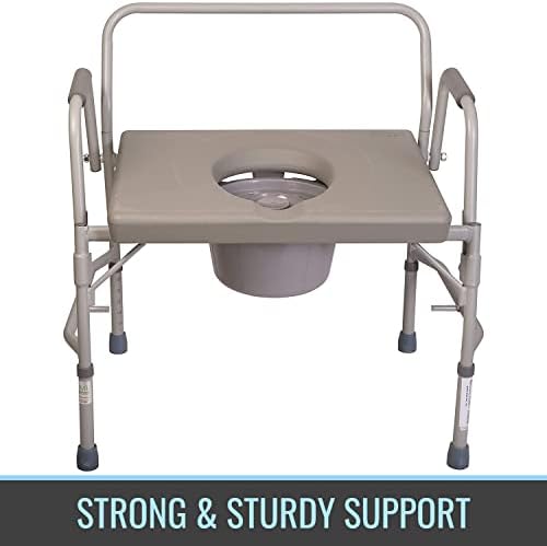 DMI Bedside Commode, Portable Toilet, Commode Chair, Raised Toilet Seat with Handles, Holds up to 500 Pounds with Included 7 qt Commode Bucket