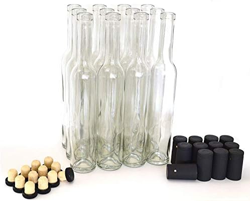 nicebottles Bellissima Bottles, 375ml, Clear - Case of 12 - Refined, Elegant, High-End Look & Feel, Ideal for Dessert Wines, Infused Spirits, Syrups