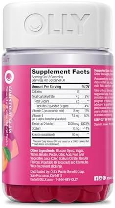 OLLY Hair Skin and Nails Gummies, Undeniable Beauty, Biotin - 60 Count