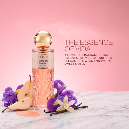 PARFUMS SAPHIR Vida Eau de Parfum, Spray Vanilla Perfume for Women 200ml | Sweet Floral Gourmand, Blackcurrant Pear Jasmine Praline & Vanilla