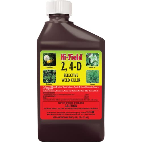 Hi-Yield (21416) 2,4-D Selective Weed Killer, 1 gal | 2,4-D amine selective herbicide - 1 gal concentrate for broadcast broadleaf weed control - Acreage operators