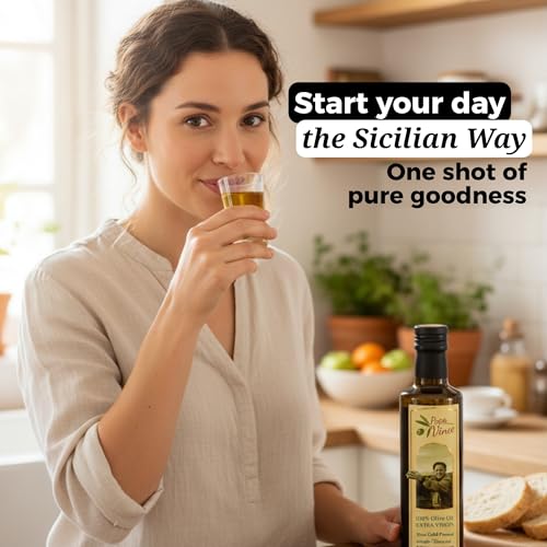 Papa Vince Hydroxytyrosol Lab-Verified Olive Oil - Drinking EVOO, Fresh Taste, High in Polyphenols, First Cold Press, Family Harvest, Sicily, Italy