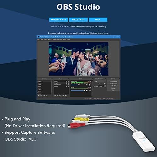 August External USB Video Capture Card VGB300 - Transfer VHS Home Videos to Mac OS and PC Windows - S-Video and Composite in