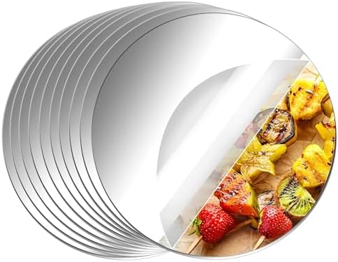 Aneco Acrylic Round Mirrors Non Glass Round Mirror Plate Self Adhesive Mirror Stickers for Home Wall Decor or Wedding Table Centerpiece