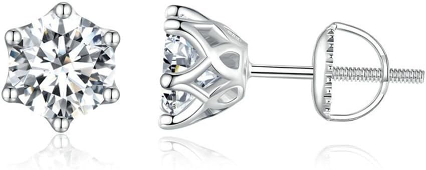 S925 Sterling Silver 0.5ct VVS1 D-color Diamond Screw Back Stud Earrings for Women, Elegant for Engagements or Birthday Celebrations