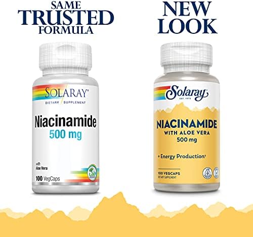 SOLARAY Niacinamide 500 mg | Vitamin B-3 | Energy Metabolism, Circulation, Nerve & Skin Health Support, 100 CT | Niacinamide Supplement