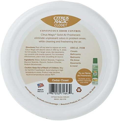 Citrus Magic Closet Solid Air Freshener, Cedar, 8 Ounce