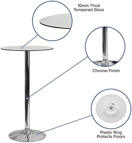 Flash Furniture 23.5 in Glass Round Table | Chrome Base