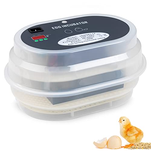 HBlife Digital Egg Incubator for Hatching 9-12 Chicken, Quail and Duck Eggs, with Fully Automatic Egg Turning and Temperature Display