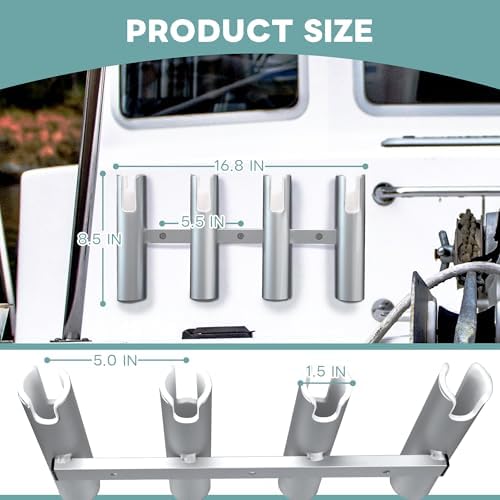 Aluminium Fishing Rod Holders for Boat, Wall-Mounted Fishing Pole Roof Rod Rack,Surf Fishing Rod Holder for Truck, Boats & Yacht