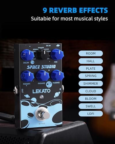 LEKATO Looper Guitar Pedal Guitar Loop Pedal Tuner Pedal 9 Loops 40 Minutes Record Time Unlimited Overdubs for Electric Guitar Bass (Black)