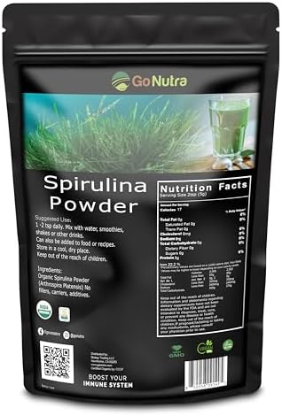 Organic Spirulina Powder, Herbal Supplement Superfoods, 16 Ounce | Pure Non-GMO Green Superfood with Antioxidants, Minerals, Fatty Acids, Fiber