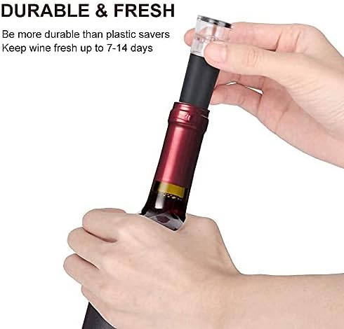 6 Pack Vacuum Wine Stopper, Reusable Silicone Caps, Air Remover Corks, Leakproof Wine Bottle Sealer for Wedding & Birthday Party