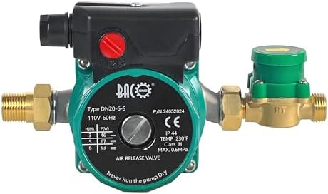 BACOENG Hot Water Recirculating Pump, Stainless Steel Head, Circulation Pump NPT 3/4", 3-Speed Control, Circulating Pump for Water Heater System