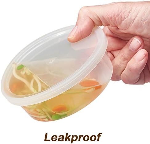 DuraHome - Deli food Storage Containers with Lids 32 oz, Quart Pack of 24 Leak-proof Freezer Safe Microwaveable Soup Storage Container - Clear Plastic Premium Quality