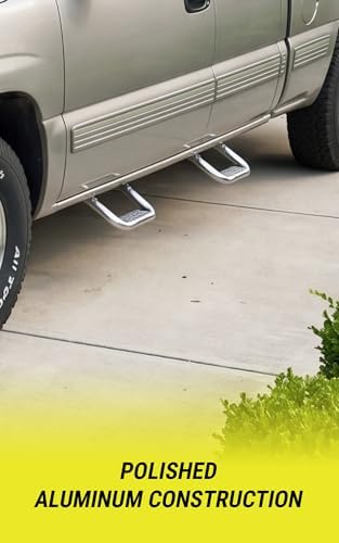 Bully AS-600 Polished Aluminum Universal Fit Truck Side Step Set of 2 for Trucks from Chevy (Chevrolet), Ford, Toyota, GMC, Dodge RAM