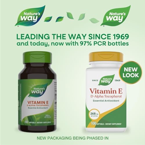 Nature's Way Vitamin E, D-Alpha Tocopherol, Essential Antioxidant, Helps Neutralize Free Radicals*, 268 mg per Serving, 100 Softgels (Packaging May Vary)