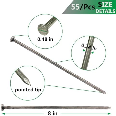 Landscape Stakes Metal Landscape Edging Anchoring Spikes, 10-Inch Length 50 Count, for Artificial Turf Stakes, Paver Edging, Weed Barrier, Timber